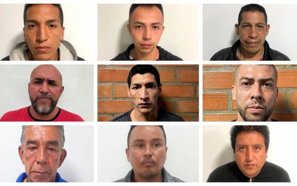 Nueve de los 10 miembros de la banda capturados por las autoridades. FOTO CORTESÍA POLICÍA
