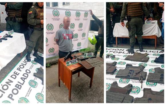 Varios de los presuntos asaltantes fueron capturados y sus armas incautadas. FOTO DENUNCIAS ANTIOQUIA