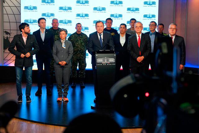 El ministro Prada expresó la necesidad e importancia de trabajar y combatir el crimen organizado. Foto: cortesía Presidencia
