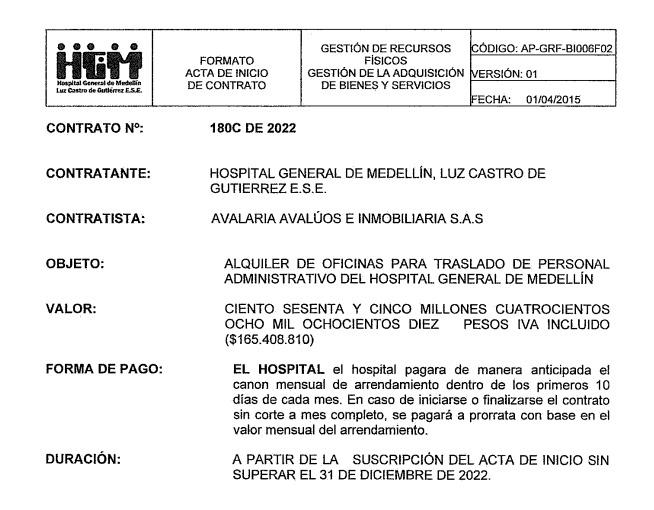Contrato de arrendamiento por $165.408.810