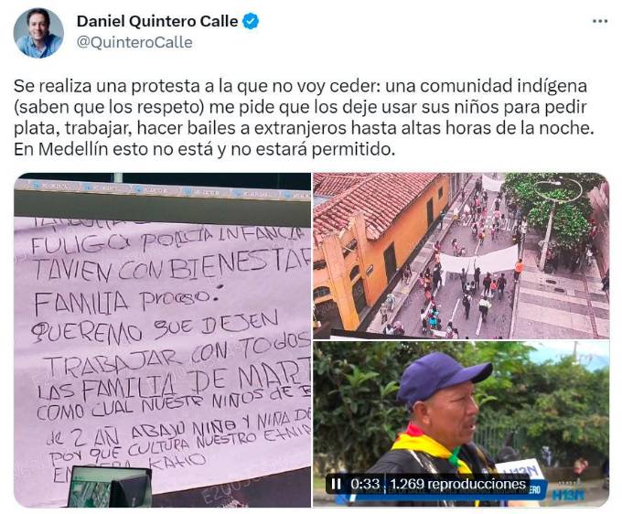 Instalan mesa de diálogo tras desmanes de indígenas en la Alcaldía de Medellín