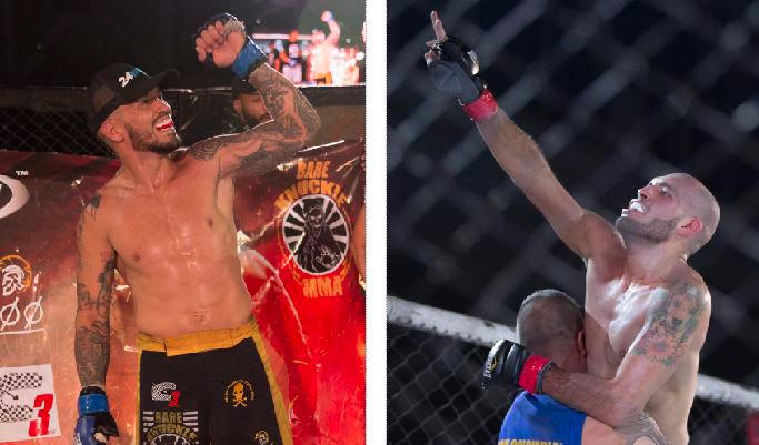 En la imagen aparecen Jon Zárate y Sebastián “Pitbull” Piedrahíta, los dos mejores exponentes de las artes marciales mixtas del país, quienes se enfrentan este sábado. FOTOS EDWIN BUSTAMANTE