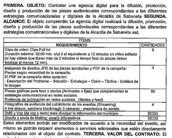 ¿La Alcaldía de Sabaneta firmó 2 contratos exprés?