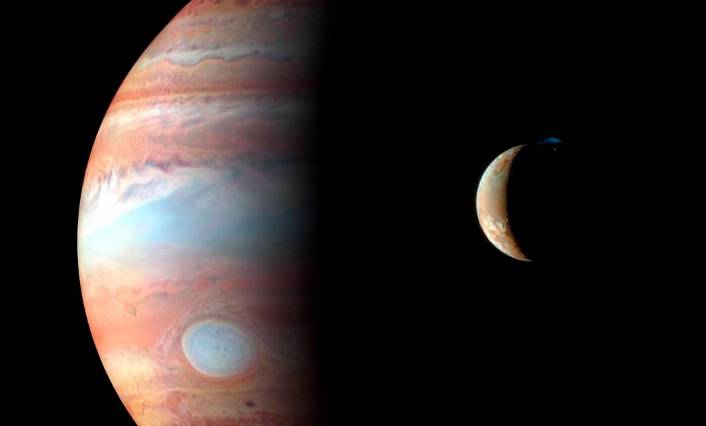 Júpiter con Io, una de sus lunas. Con este nuevo listado ya son 92 las que rodean al gigante gaseoso. FOTO: NASA