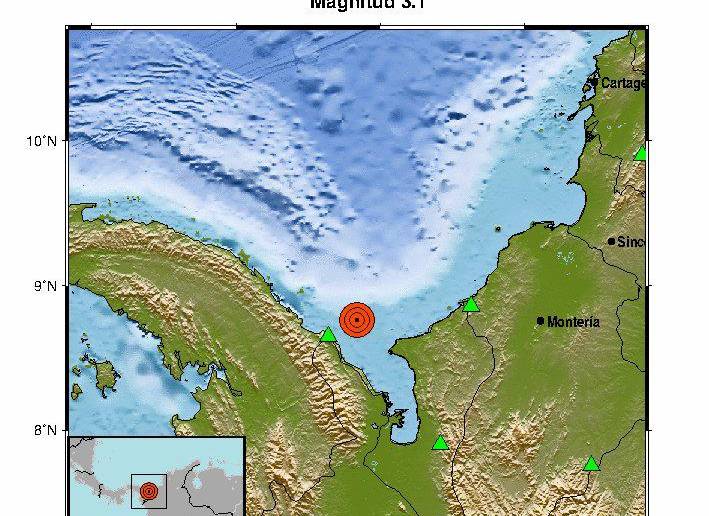 En horas de la noche de este jueves se registró un sismo de 3.1 en la frontera entre Colombia y Panamá. Desde ayer no paran las réplicas del sismo principal. Foto: Servicio Geológico colombiano.