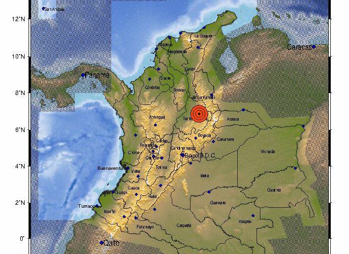 El sismo tuvo epicentro a 21 kilómetros de Piedecuesta, Santander, exactamente en el municipio de Los Santos. Foto: Servicio Geológico Colombiano