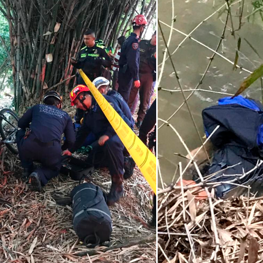 Los Bomberos de Envigado adelantaron la extracción del cuerpo sin vida y se lo entregaron a la Sijín. FOTO CORTESÍA BOMBEROS ENVIGADO