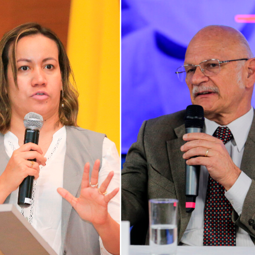 La ministra de Salud, Carolina Corcho, y el director del Invima, Francisco Rossi, han tenido una serie de versiones cruzadas tras un debate de control realizado en el Congreso esta semana. FOTO 