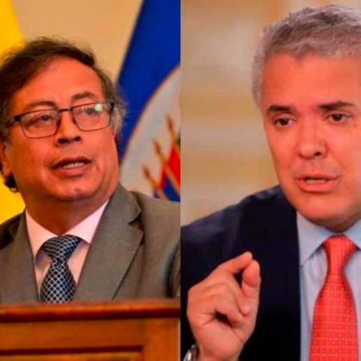 El presidente Gustavo Petro y el expresidente Iván Duque. FOTO: COLPRENSA