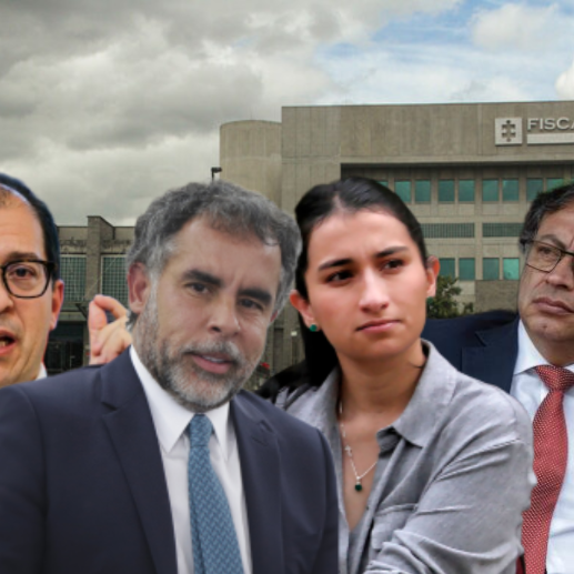 Franciaco Barbosa (fiscal), Armando Benedetti (exembajador en Venezuela), Laura Sarabia (exjefa de gabinete), Gustavo Petro (presidente). FOTO: ARCHIVO.