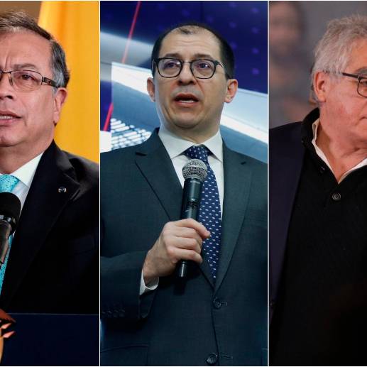 El presidente Gustavo Petro, el fiscal general Francisco Barbosa y el director de la UNP, Augusto Rodríguez. FOTOS: COLPRENSA