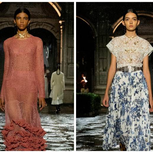Honey Hooker (izquierda) y Valeria Echeverri desfilaron para Dior durante la colección Crucero 2024 en México. FOTOS Getty 