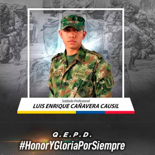 El soldado Luis Enrique Cañavera Causil falleció tras atentado en Chocó. FOTO Cortesía Ejército 