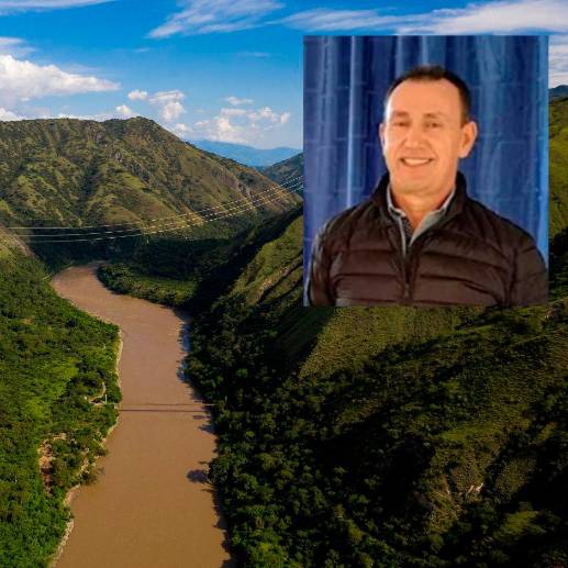 En uno de los cañones del río Cauca, en el sector El Cuatro, de Buriticá, fue encontrado el cuerpo del rector José Joaquín Campuzano Botero (foto detalle). FOTOS: ESTEBAN VANEGAS LONDOÑO Y CORTESÍA