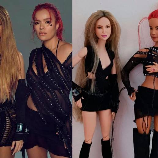 Estas son las réplicas de Shakira y Karol G en versión muñecas. FOTOS Cortesía 