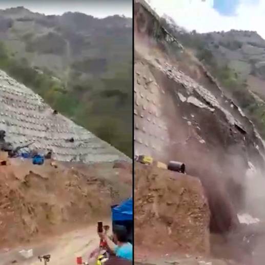 Así se registró el deslizamiento en las obras de Pacífico 1 en la tarde del domingo. FOTO: CORTESÍA