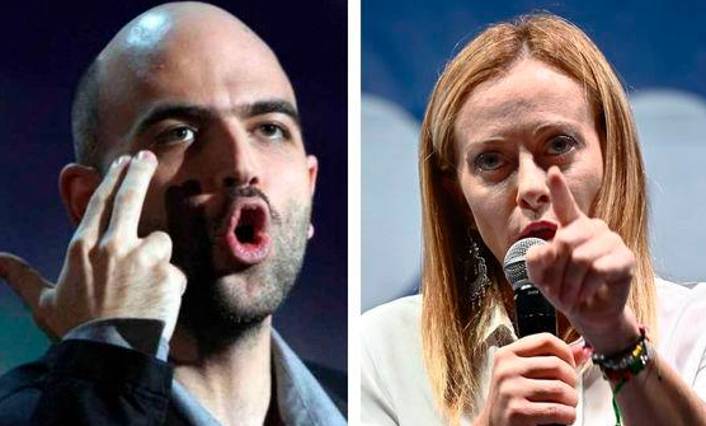 Roberto Saviano y Giorgia Meloni irán a juicio por unas declaraciones del autor. FOTO: EFE