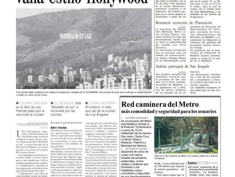Daniel Quintero piensa construir un gran letrero en Medellín al estilo Hollywood, como lo quiso Luis Pérez