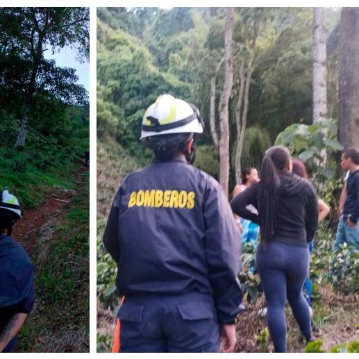 Socorristas del Cuerpo de Bomberos Voluntarios de Fredonia avanzando en las labores de búsqueda del agricultor que falleció en el ataque de abejas. FOTO: CORTESÍA BOMBEROS FREDONIA