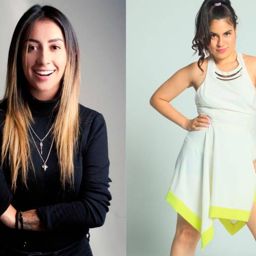 Lorena Gómez y Ángela Ñungo, dos de las participantes del espectáculo de Stand Up Comedy de este miércoles en Mero Bar, en El Poblado. FOTO Cortesía