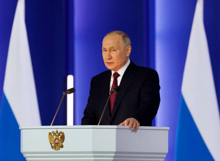 El presidente ruso Vladímir Putin pronunció este martes el discurso sobre el estado de la nación que no se programaba desde hace dos años. FOTO: EFE
