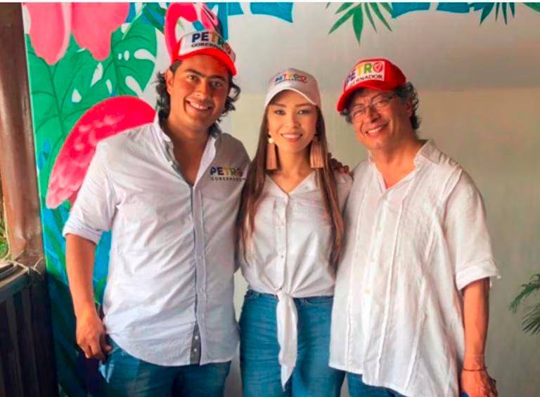 Nicolás Petro, su exesposa, Day Vásquez, y su papá, el presidente Gustavo Petro. FOTO: Tomada de Instagram