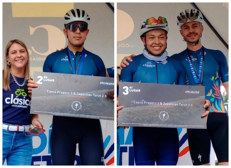 En la categoría hombres del Medio Fondo el segundo y tercer lugar lo obtuvieron Diego Andrés Serna Toro y Daniel Andrés Leyva Gómez, respectivamente. FOTOS Manuel Saldarriaga