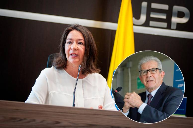 La magistrada Catalina Díaz Gómez y el general (r) Mario Montoya. FOTOS Colprensa y EL COLOMBIANO