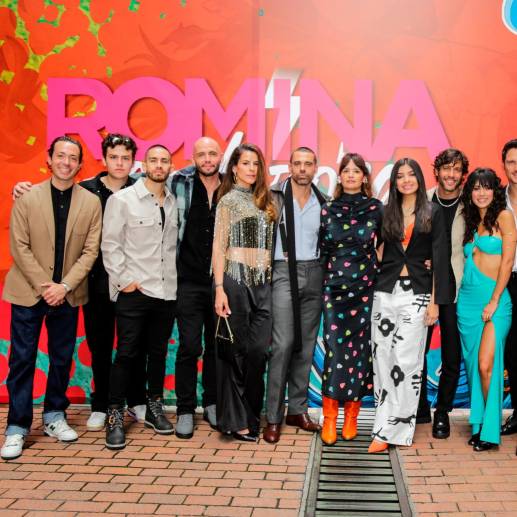 Imagen del elenco central de Romina Peligrosa durante el lanzamiento del dramatizado que se estrena el 31 de mayo. FOTO Colprensa