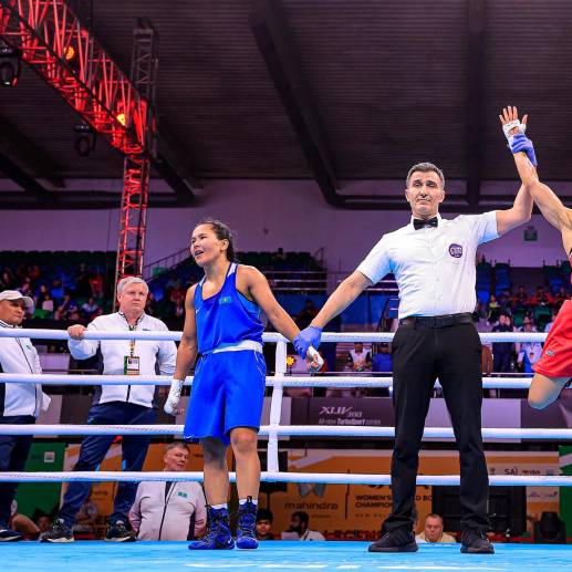 La celebración de Jenny Arias tras meterse en la final del Mundial. FOTO @MinDeporteCol