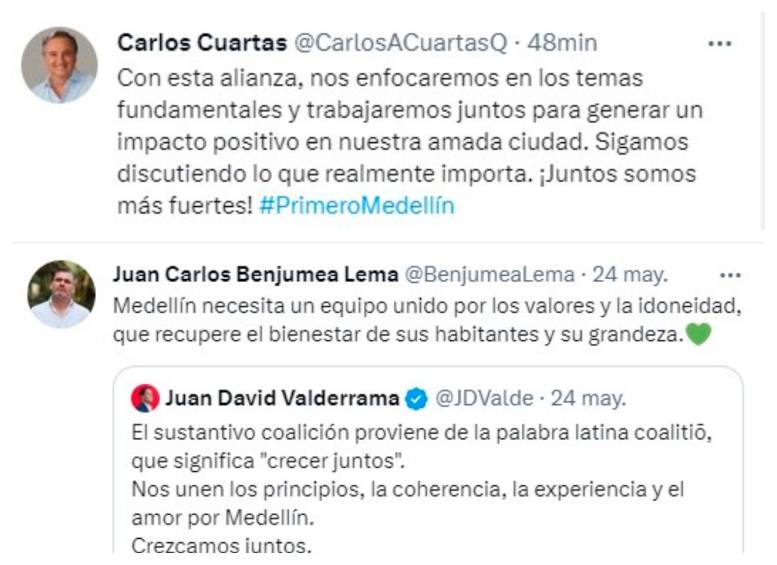 Cuatro aspirantes hicieron oficial la primera coalición para buscar una candidatura única a la Alcaldía de Medellín