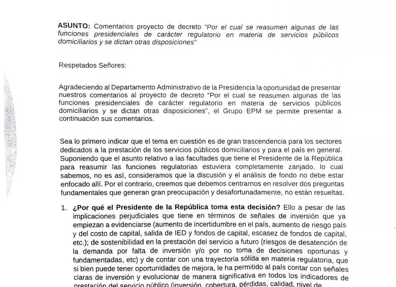 La inédita carta con que EPM contradice a Daniel Quintero