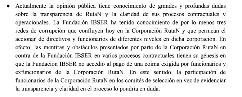 El oficio en donde Ibser dice que le pidieron una coima.