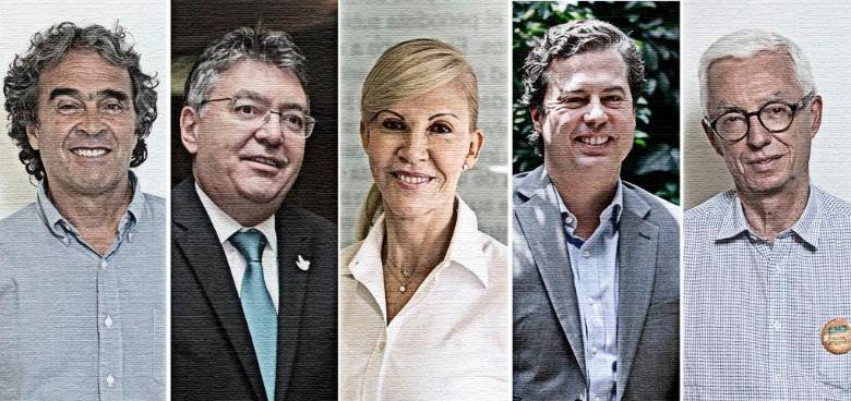 Ante los empresarios afiliados a la Andi los precandidatos Sergio Fajardo, Mauricio Cárdenas, Dilian Francisca Toro, Juan Manuel Galán y Jorge Enrique Robledo expusieron sus iniciativas económicas de cara a los comicios del próximo año. FOTOS El Colombiano