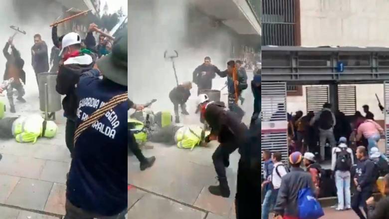 14 policías resultaron heridos por los desmanes. FOTOS: CAPTURAS DE VIDEO