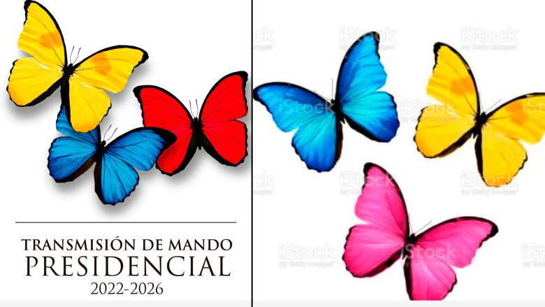Usuarios dicen que el diseñador tomó las mariposas de un banco de imágenes. FOTO Twitter @_carlosduque y Istock