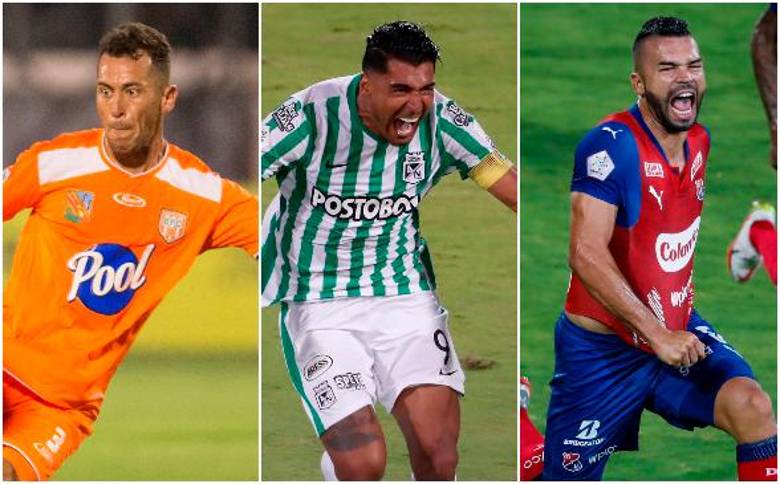 Francisco Báez (Envigado), Jéfferson Duque (Nacional) y Andrés Cadavid (DIM), veteranos que marcan diferencia. FOTO ARCHIVO EC 