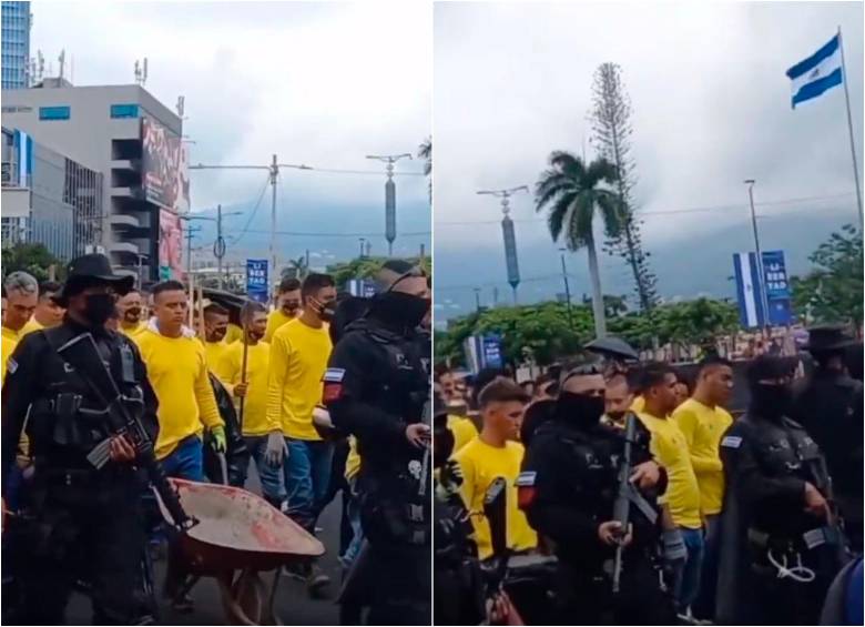 La “guerra” contra las pandillas ha dejado un sinnúmero de imágenes en El Salvador que le han dado la vuelta al mundo. FOTO: CAPTURAS DE VIDEO @eduardomenoni