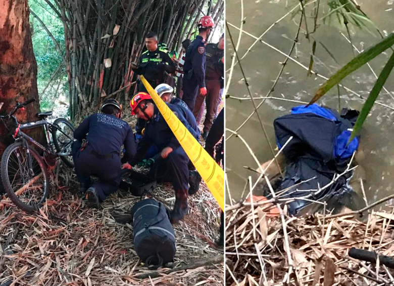 Los Bomberos de Envigado adelantaron la extracción del cuerpo sin vida y se lo entregaron a la Sijín. FOTO CORTESÍA BOMBEROS ENVIGADO