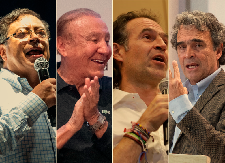 Gustavo Petro, Federico Gutiérrez, Rodolfo Hernández y Sergio Fajardo lograron la mayor cantidad de votos en el país. FOTO COLPRENSA - EL COLOMBIANO 