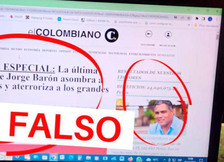 Esta es la página que está utilizando de forma ilegal la marca EL COLOMBIANO. FOTO: CAPTURA DE PANTALLA