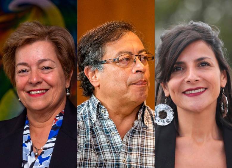 Gloria Inés Ramírez, ministra de Trabajo (izq.), sugirió control de precios de la canasta; el presidente Petro volvió a criticar las decisiones del Banrepública y habló de recesión en Colombia; y la ministra de Minas, Irene Vélez (der.), insistió en que no se firmarán nuevos contratos de exploración. FOTO: ARCHIVO Y CORTESÍA