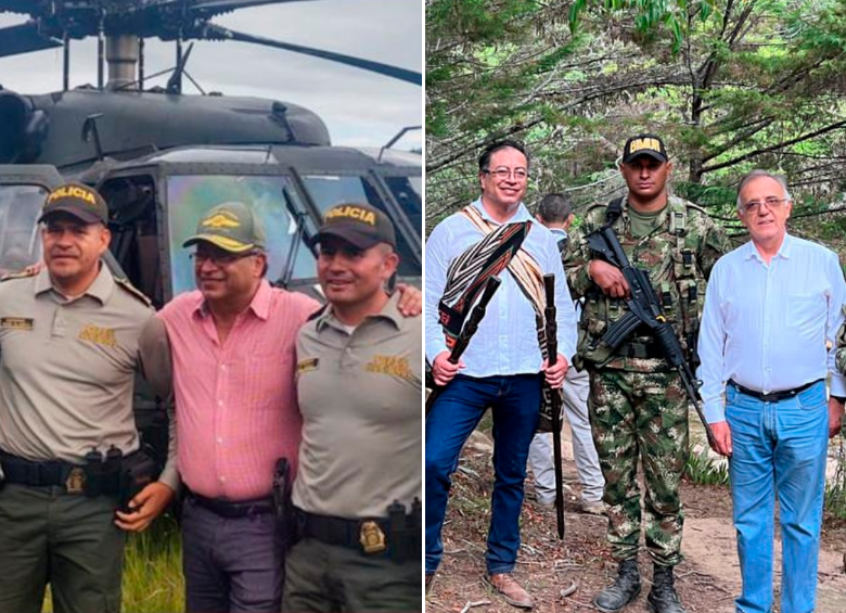1 La foto de Petro con varios policas en La Macarena Meta fue divulgada en julio y dej en evidencia que la visita no fue en agosto 2 Petro e Ivn Velsquez su designado ministro de Defensa fueron a la Sierra Nevada de Santa Marta este jueves FOTOS CORTESA