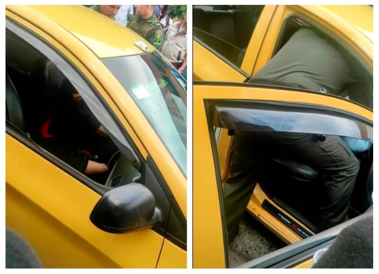 El hombre fue llevado a un centro asistencial cercano por un uniformado. FOTO: Cortesía Denuncias Antioquia.