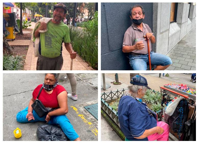 Imágenes recopiladas con autorización en el Centro de la ciudad por integrantes de la Mesa de Trabajo de Adultos Mayores de la Comuna 10. FOTOS Cortesía