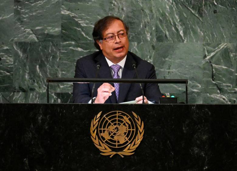 El presidente Gustavo Petro intervino por primera vez ante la Asamblea General de Naciones Unidas este martes 20 de septiembre. FOTO: AFP