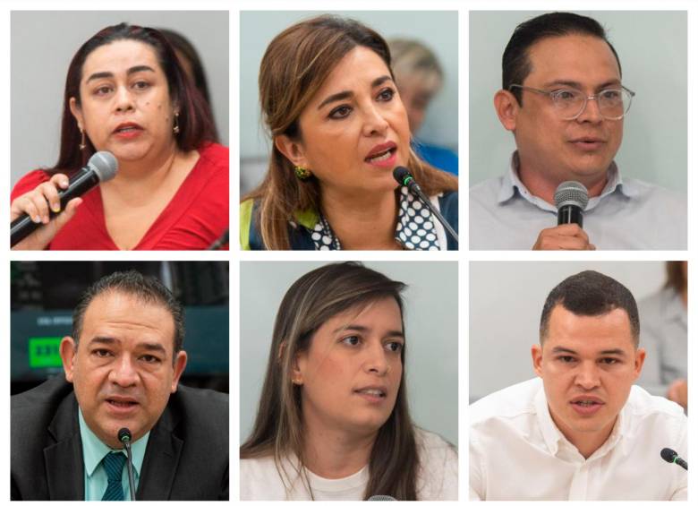 Estos son algunos de los nuevos funcionarios de la Alcaldía de Medellín, de izquierda a derecha, arriba: Milena Lopera, secretaria de Salud; Andrea Salazar, secretaria de Control Territorial, y Édimer Graciano, gerente del Centro. Abajo: Fabio García, secretario General; María Antonia Sánchez, gerente de la EDU, y Mauricio Valencia, secretario de Desarrollo Económico. Falta en la imagen, Johan Londoño, gerente de Proyectos Estratégicos. FOTOS: CORTESÍA ALCALDÍA DE MEDELLÍN
