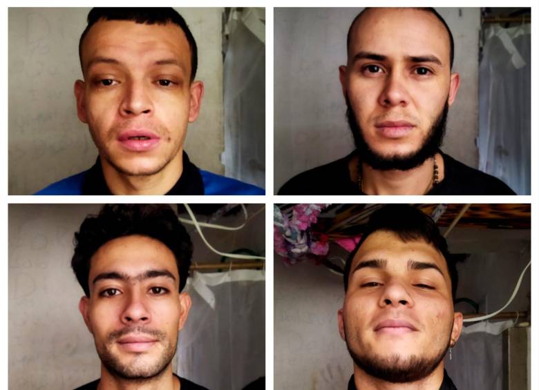 Estos son los cuatro hombres que se fugaron de la estación de Policía de El Santuario, Oriente antioqueño. FOTOS: CORTESÍA