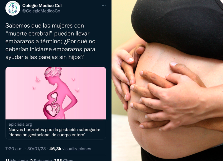 El Colegio Médico Colombiano difundió este artículo en el que propone que los úteros de las mujeres con muerte cerebral deben albergar vida como una gestación subrogada. FOTO: Redes sociales y Archivo El Colombiano
