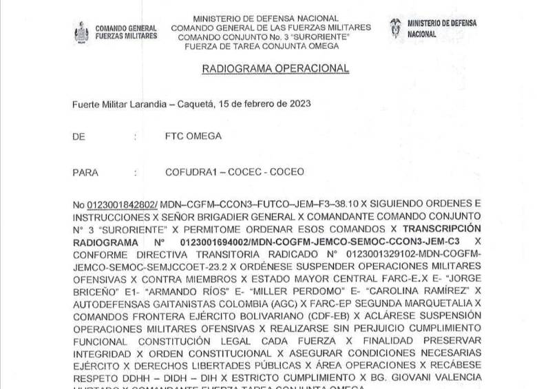 Polémica por orden del Gobierno a la Fuerza de Tarea Omega de cesar operaciones contra disidencias